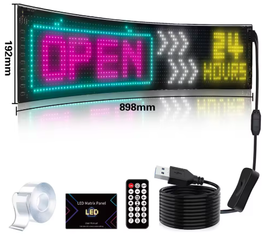 RGB LED Car Panel DIY Programmable Bluetooth App Control Scrolling Light