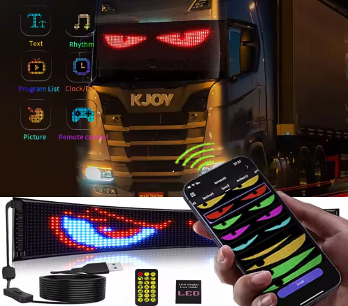 RGB LED Car Panel DIY Programmable Bluetooth App Control Scrolling Light