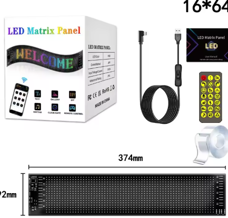 RGB LED Car Panel DIY Programmable Bluetooth App Control Scrolling Light
