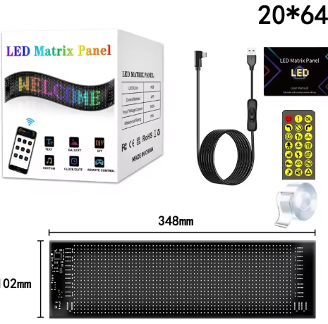 RGB LED Car Panel DIY Programmable Bluetooth App Control Scrolling Light