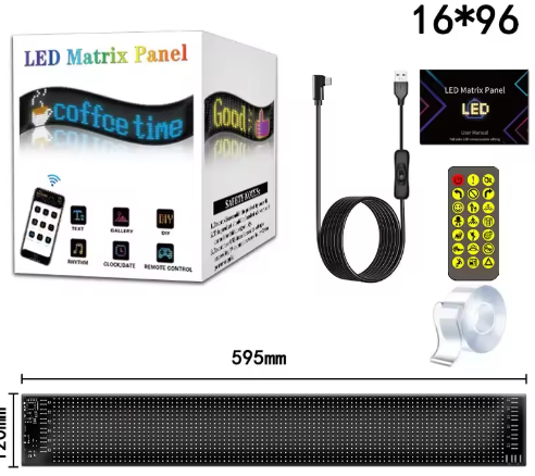 RGB LED Car Panel DIY Programmable Bluetooth App Control Scrolling Light